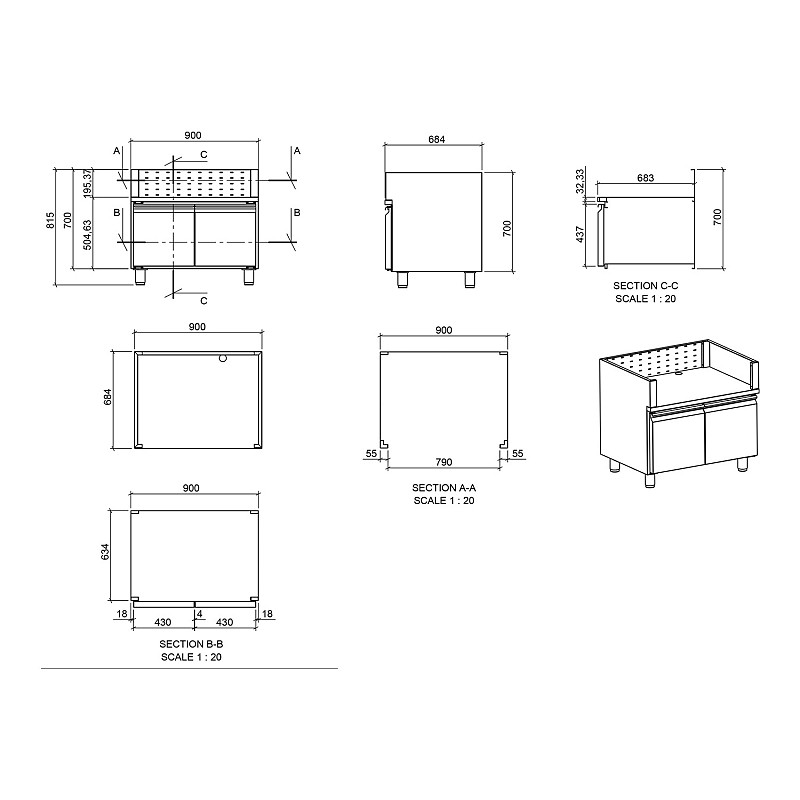 ΕΡΜΑΡΙΟ INOX BBQ TGH-B1-M61 ΜΕ ΠΟΡΤΕΣ